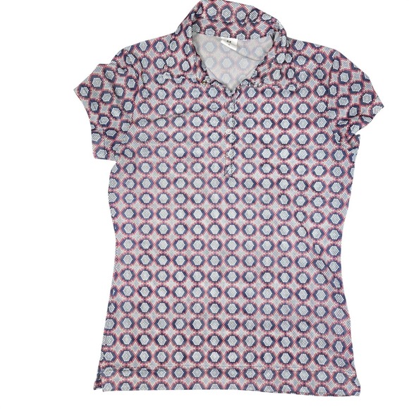 Daily Sports Women's Golf Polo Red ILLUSIONS Breeze Cap Sleeve Mesh  Shirt - Picture 4 of 5